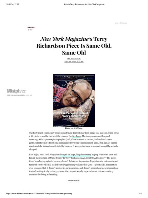 Kibosh Terry Richardson Sex New York Magazine Pdf