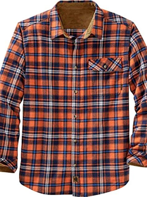 Herren Flanelljacke Flanell Hemden Plaid Umlegekragen Wein K Nigsblau