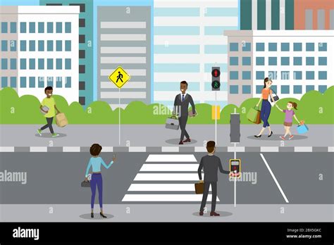 Pedestrian Crossing Street Cartoon