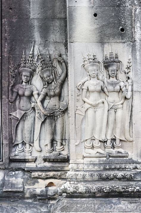 The Famous Angkor Wat Apsaras Stock Photo - Image of temple, cambodia ...