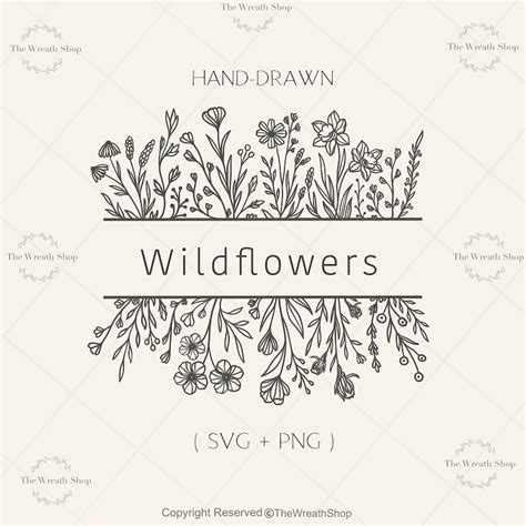 Floral Border Svg Floral Frame Svg Wildflower Svg Split Etsy Sweden