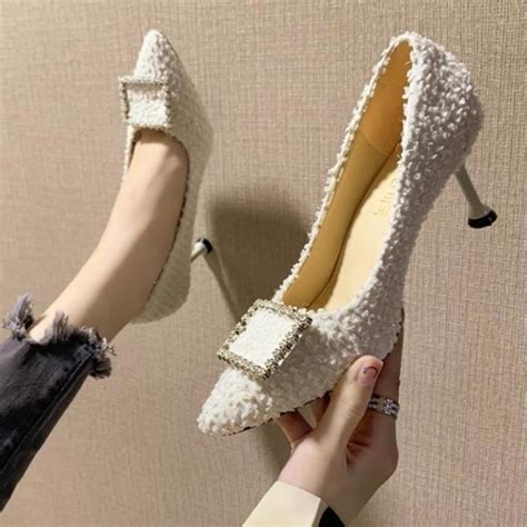 KJEHOME Escarpins Femme Classique Marque De Luxe Talons hauts à boucle