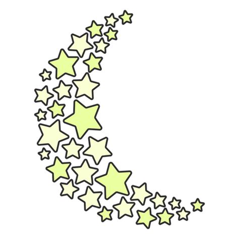 Design PNG E SVG De Meia Lua Feita De Estrelas Para Camisetas