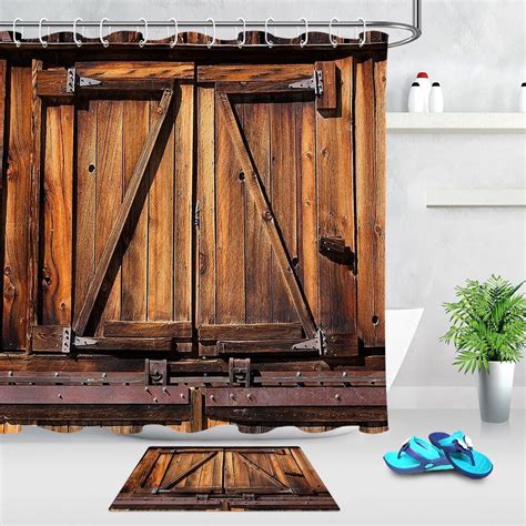 Charming Cottage Retreat Vintage Barn Door Shower Curtain For A Rustic