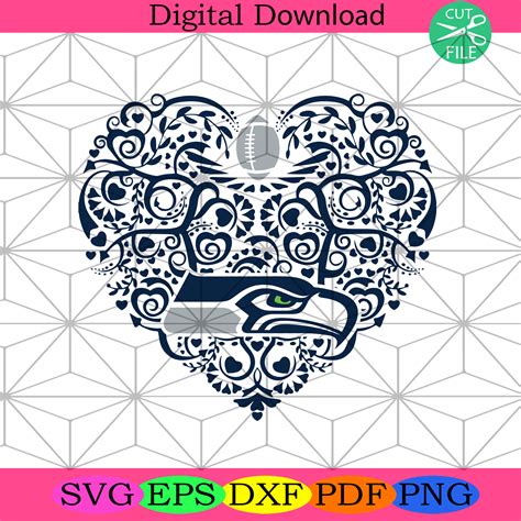 Seattle Seahawks Heart Svg Sport Svg Seattle Seahawks Seahawks Svg Silkysvg