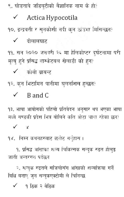 Lok Sewa Aayog Nayab Subba Exam Question 2076