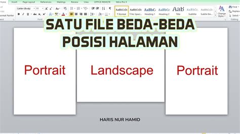 Cara Membuat Halaman Portrait Landscape Di Satu File Word Youtube