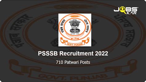 PSSSB Recruitment 2022 Apply Online For 710 Patwari Posts