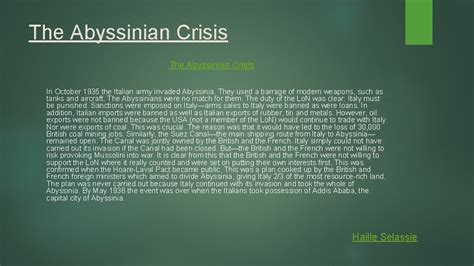 The Abyssinia Crisis 1935 THE LEAGUE OF NATIONS