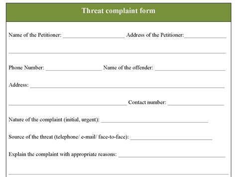 Threat Complaint Form Editable Pdf Forms