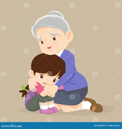 Grandmother Hugging Her Cute Grandson Cartoon Vector Cartoondealer