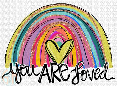 You Are Loved Rainbow Png Green Heart Sublimation Design Etsy
