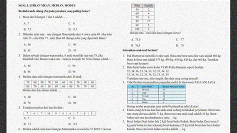 Soal Latihan Mean Median Modus Matematika Sd Sekolahdasar