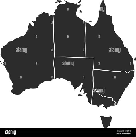 Mapa Vector Negro De Australia Aislado Sobre Fondo Blanco Imagen Vector