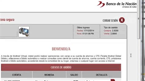 Consulta De Saldo Y Multired Virtual Banco De La Nacion