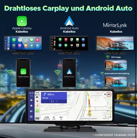 Senza Fili Autoradio Per Apple Carplay Android Auto Con Dash Cam