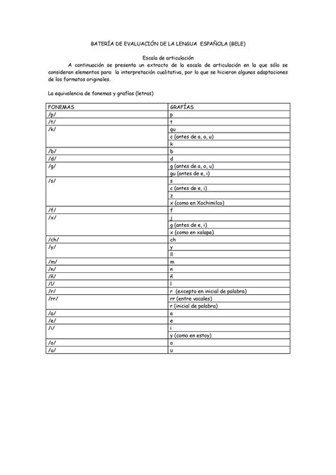 Bateria De Evaluacion De La Lengua Espan BaterÍa De EvaluaciÓn De La