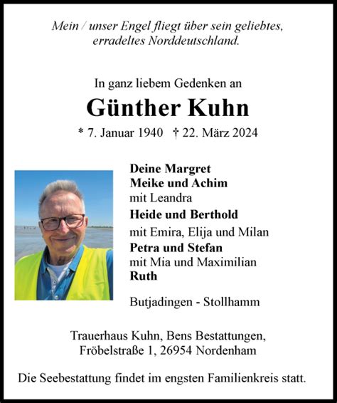 Traueranzeigen von Günther Kuhn nordwest trauer de