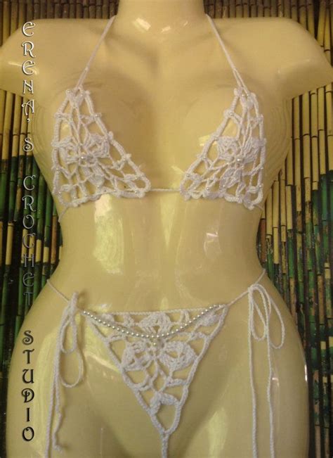 Woman Crochet Wedding Micro Bikini Set Pattern Only With Written