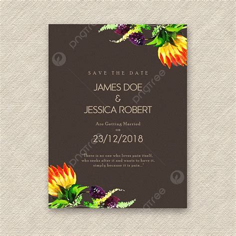 Watercolor Floral Wedding Invitation Card Template Download On Pngtree