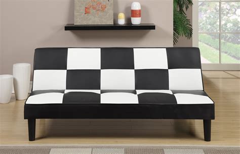 F7002 Black / White Convertible Sofa Bed by Poundex