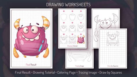 How to Draw a Monster. Step by Step Drawing Tutorial. Draw Guide ...