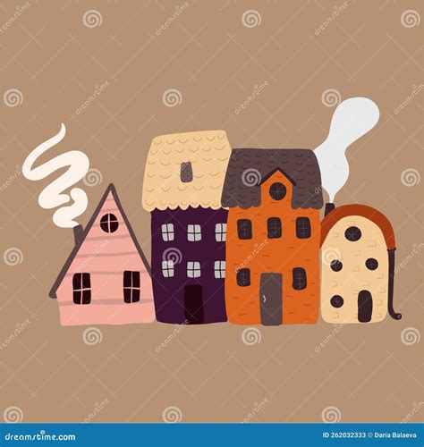 Cute Hand Drawn Houses Homes Stock Vector Illustration Of Dwelling