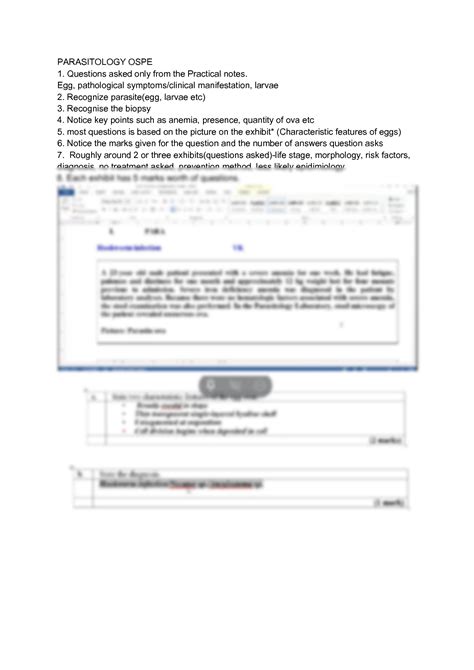 Solution Parasitology Ospe Studypool