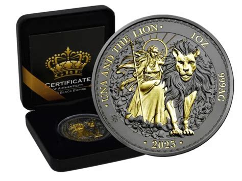 1 OZ SILVER Saint Helena Una The Lion 2023 Gold Black Empire Edition