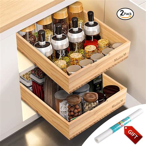 Amazon MuiiuM 2 Pack Pull Out Cabinet Organizer Fixed With