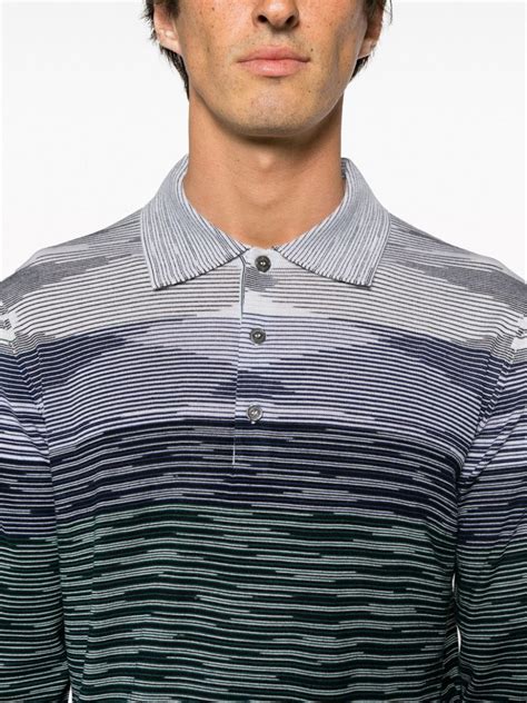 Missoni Striped Wool Polo Shirt Blue Farfetch