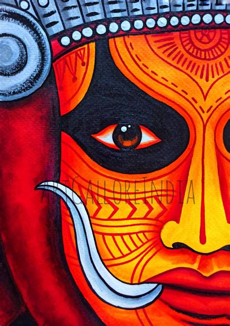 Kathakali Theyyam Painting South Indian Painting Malayalam Wall Decor