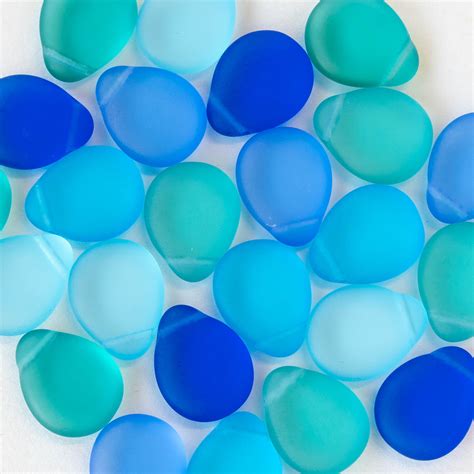 12x16mm Flat Glass Teardrop Beads Matte Assortment 10 Beads