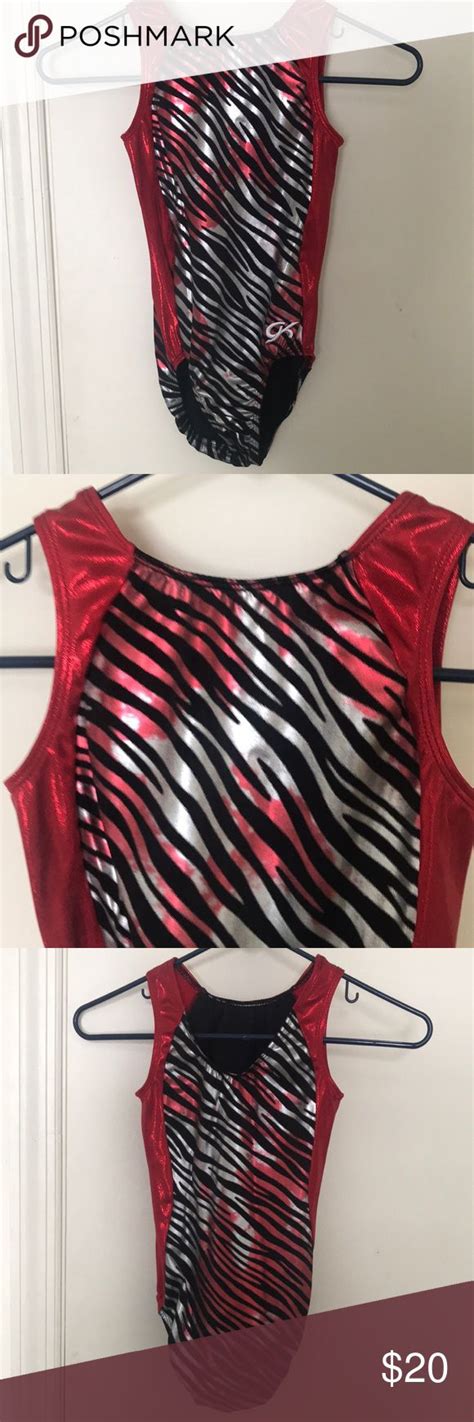 Gk Elite Gymnastics Leotard Red Silver Zebra Axs Gymnastics Leotards