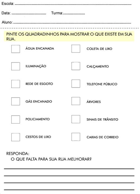 Atividades de história do 3º ano Sua rua Ler e Aprender