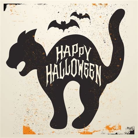 Gato Negro De Halloween Vector Gratis