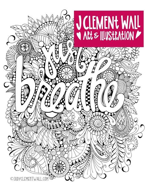 Just Breathe Coloring Page Coloring Pages Color Words Of Encouragement