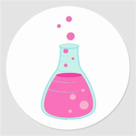 Pink Science Beaker Classic Round Sticker Science Beaker