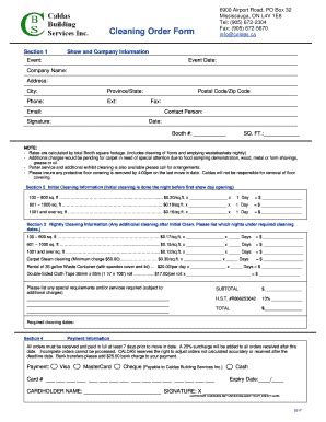 Fillable Online Cleaning Order Form Ote Fax Email Print Pdffiller