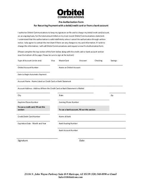 Fillable Online Credit Card Recurring Payment Authorization Form