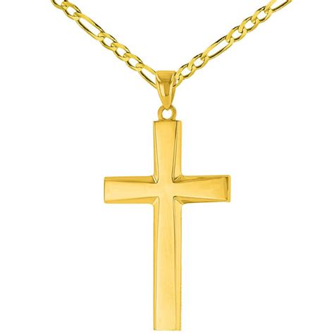 14k Yellow Gold Plain & Simple Cross Pendant Necklace | Jewelry America