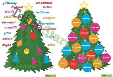 Christmas Tree Adjectives Posters Christmas Activities For Kids