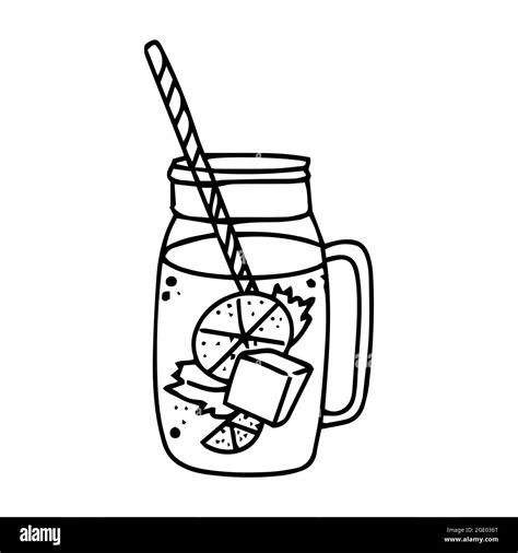 Jar Lemonade Cup With Lemonade Sketch For Your Design Vector