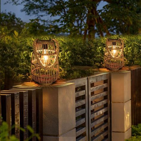 Solar Lantern Outdoor Waterproof Large Rattan Lanterns Decorative