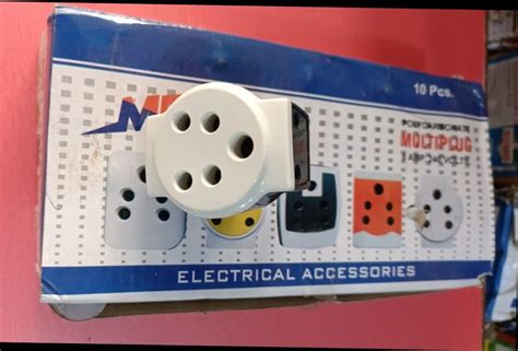 6 Amp 6a White 3 Pin Multi Plug Set For Electric Fittings At Best