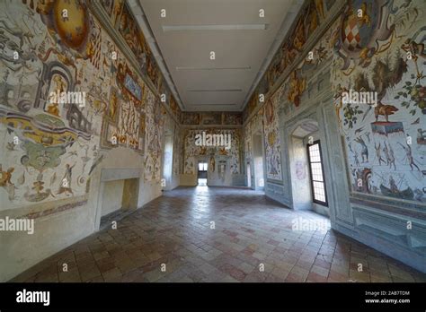 Frescoes in the Juggler's Salon of Torrechiara Castle, Langhirano, Parma, Emilia-Romagna, Italy ...