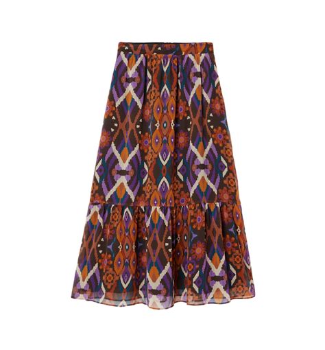 Patterned Frilly Skirt Multicolour Print