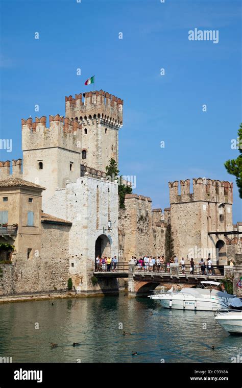 Italy, Lombardy, Lake Garda, Sirmione, Sirmione Castle Stock Photo - Alamy