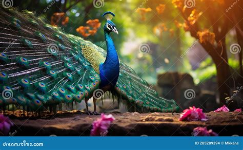 The Indian Peafowl Majestic Peacock In Natural Habitat Stock