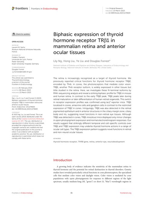 PDF Biphasic expression of thyroid hormone receptor TRβ1 in mammalian